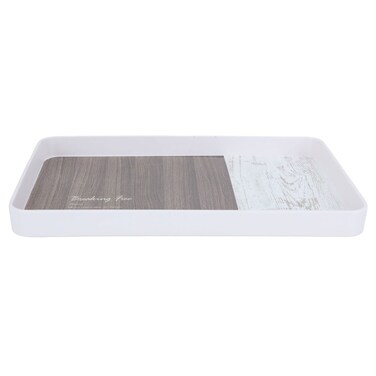 Saif Gallery Plastic Serving Tray, 35 x 23 x 3 cm, Rectangular - White Brown