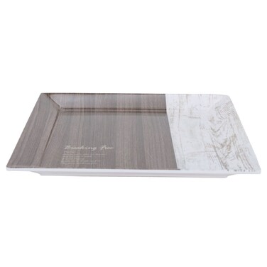 Saif Gallery Plastic Serving Tray, 30 x 30 x 2 cm, Square - White Brown