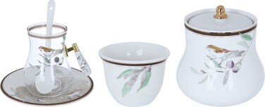 طقم كأس شاي وفناجين قهوة بورسلين السيف، أطباق، 26 قطعة - ملونة