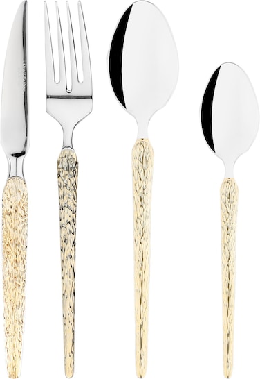 طقم أدوات مائدة من الستانلس ستيل من سيف غاليري، 24 قطعة - ذهبي فضي