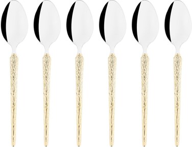 طقم ملاعق شاي من الستانلس ستيل من سيف غاليري، 6 قطع - فضي وذهبي