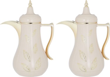 سيف غاليري طقم ترمس ستيل (سلمى)، 1 لتر، 2 قطعة، بيج