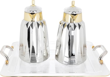 لمياء السيف غاليري طقم ترمس، 1/1 لتر، 3 قطع، طفرية - ذهبي فضي