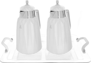 Thermos Set with Thermal Glass Lid, Saif Gallery Lamia, 1/1 Liter - White