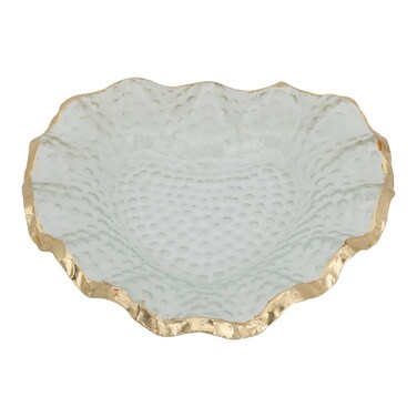 طبق تقديم زجاجي السيف غاليري ، على شكل قلب عميق - أبيض شفاف