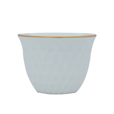 A set of white Arabic coffee cups, hexagonal shape, 12 pieces