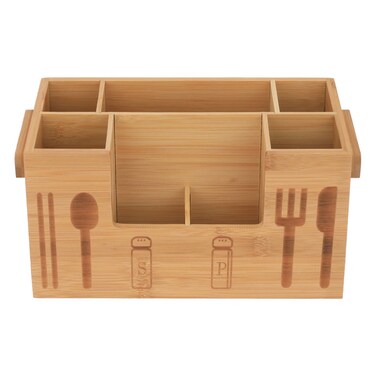 السيف غاليري حامل ملعقة خشبية من الخيزران، 28x16x15 سم، 7 أقسام - بني