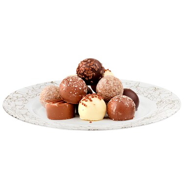 صحن حلوى دائري، معرض السيف، 33x33x2 سم، نمط ذهبي - أبيض