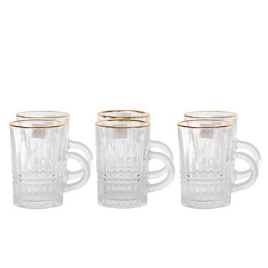 Teapots with Max Glass handle, golden calligraphy, 6 pieces - transparent