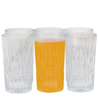 طقم من أكواب مياه زجاجية مضلعة مكونة من 6 قطع