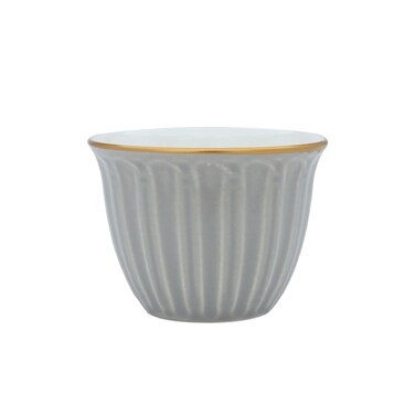 طقم فناجين قهوة عربية مخطط باللون الرمادي، 12 قطعة