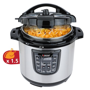 Edison Electric Pressure Cooker, 6 Litre, Black Steel, 1000 Watts