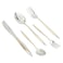 Saif Gallery 30-Piece Gold Engraved Stainless Steel Spoon Set - Silver