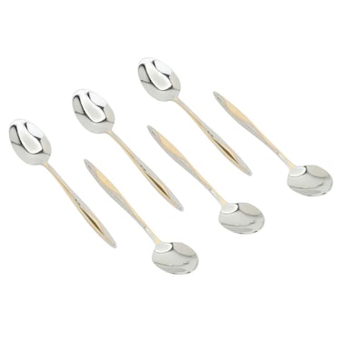 Saif Gallery 30-Piece Gold Engraved Stainless Steel Spoon Set - Silver
