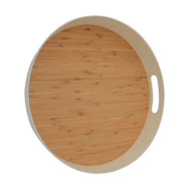 Serving Tray Wooden Alsaif Gallery, 15 Inch, Round - Wooden