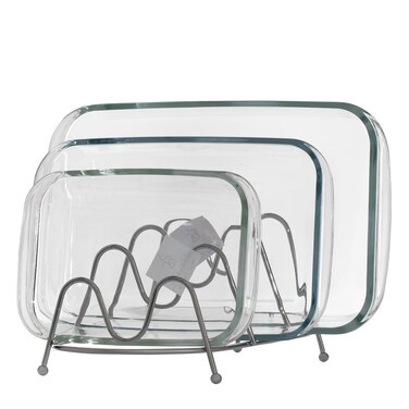 Saif Gallery Glass Oven Tray Set, 3 Pieces - Clear