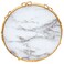 Saif Gallery Stainless Steel Serving Tray with Gold Rim, 40 x 40 x 4 cm, Round, Marble - White