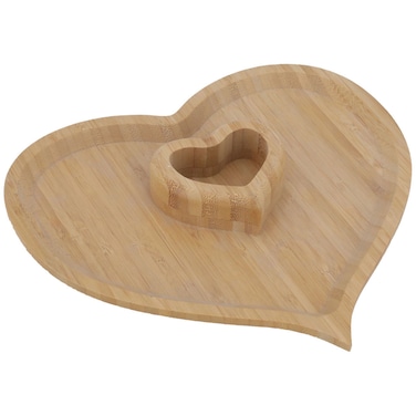 لوح تقديم خشب خيزران شكل قلب