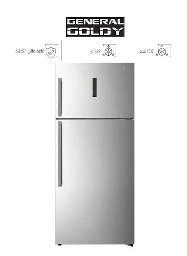Double door steam refrigerator - 18.6 feet - 528 liters - with screen - steel - silver - GR528NF   (Installation Not Included)