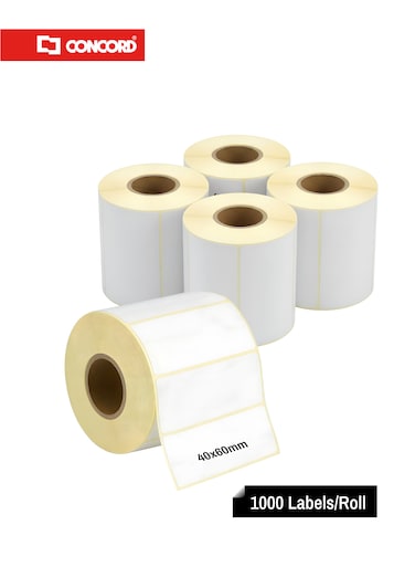 ملصقات باركود حرارية 40×60مم، 1000 ملصق لكل رول، عبوة 5 رول