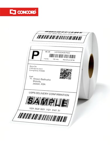 ملصقات شحن حرارية 100×150مم، 500 ملصق لكل رول، خالية من BPA