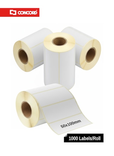 ملصقات باركود حرارية 50×100مم، 1000 ملصق لكل رول، عبوة 4 رول