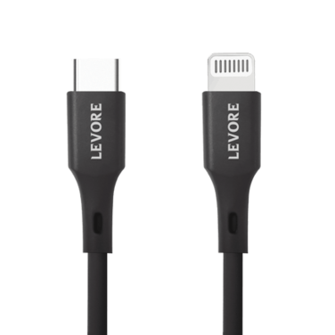 سلك شاحن ليفوري من USB-C إلى آيفون معتمد من أبل MFI بطول 1.8 م - اسود