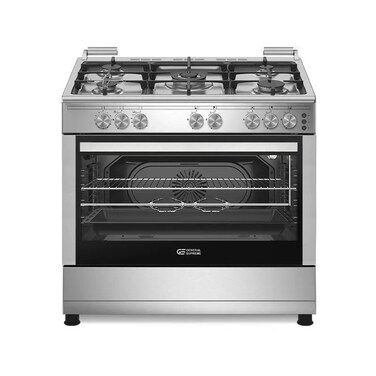 General Supreme Gas Cooker 5 Burner Cast Iron, 90X60, TurboFAN, Full safety, Steel (Installation Not Included)