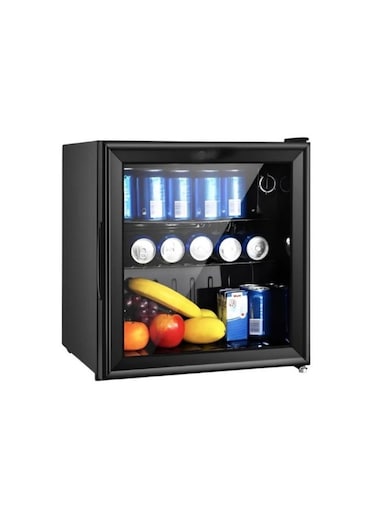 جنرال كلاس ثلاجة عرض صغيرة بباب زجاجي سعة 50 لتر، ثلاجة مشروبات بطبقة مزدوجة من الزجاج المقوى المفرغ، GCVC50BB، أسود (غير شامل التركيب)