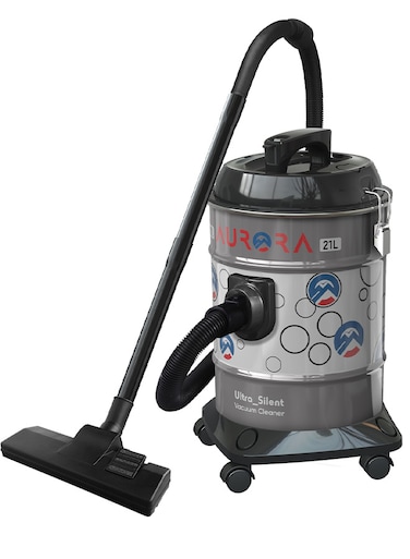AURORA Vacuum Cleaner 21L 2000W with high efficient motor powerful suction, Grey Color, Strong Metal Body, Dual Purpose Floor Brush, AR-21VSY