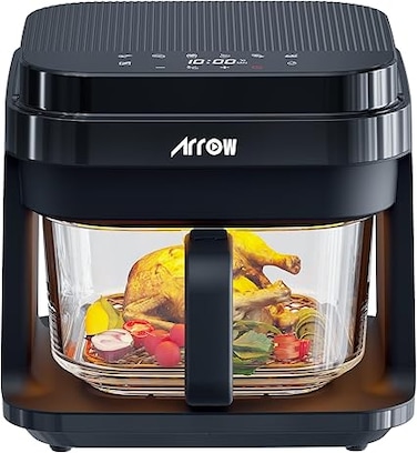 ARROW GLASS AIR FRYER, 5.5 L, DETACHABLE DRAWER, VISABLE WINDOW, RO-06AFAO