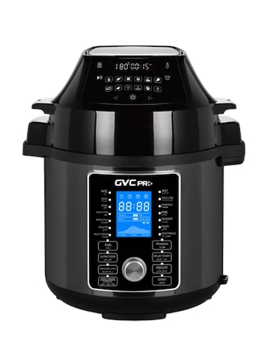 طباخة ضغط وقلاية هواء 2 في 1، شاشة رقمية، أدوات مندي، وعاء جرانيت، 220-240 فولت، 6 لتر، 1800 واط GVPC-2600DG، أسود
