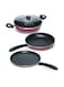 4 Piece Nonstick Cookware Jumbo  Set   26cm Tawa , 24cm Fry Pan, 24cm Kadai   Insulated Handle Powered with Premium Grip