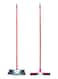 Cepillo Long Handle brush/Broom With Rubber Bumper +  Floor Wiper With Stick 35cm  Combo RED/BLACK SET OF 2