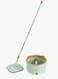 Easy Spin Mop Set   360&deg; Square Flat Rotating Mop   Seperates Clean and Dirty Water   Extendable Handle   2 Extra Microfiber Pads   All Kinds Of Floor Cleaning - GREEN CP614