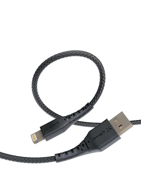 USB-A to Lightning Fabric Lion x Cable, 2 Meter - High-Quality Saudi-Made Cable Compatible with iPhone 11, iPhone 12, iPhone 13, and iPhone 14