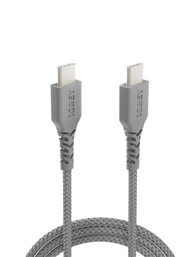 iGrey USB-C to USB-C Cable - Saudi-made cable compatible with iPhone 15, iPhone 16, Android devices with a Type-C port, iPads, and tablets.