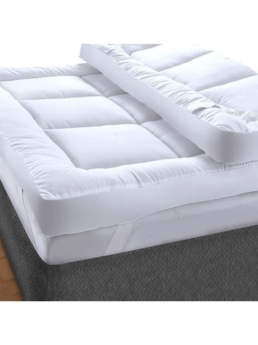 Hotel Luxury Mattress Topper &ndash; 160x200cm, 14cm Thick &ndash; Ultra Soft Microfiber Filling &amp; 100% Cotton Cover &ndash; Breathable, Plush Bed Topper for Ultimate Comfort &ndash; Queen Size