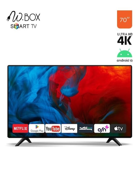 شاشة سمارت - اندرويد 13 - 70 بوصة - 4K UHD - مع حامل جداري و رسيفر داخلي - S-KT-70BF-12 / KT70UH   (غير شامل التركيب)