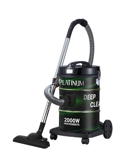 Platinum VC-8212 Vacuum Cleaner With Additional Hose, 2000 Watts, 21 Liter, Black and Green