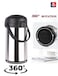 BRITISH CHEF 3Liter Hot &amp; Cold Airpot Flask   Stainless Steel Vacuum Pump with Double Wall Thermos   360 Degree rotation Mechanism   Safety Lock   Thermal Beverage Flask   Black &amp; Silver