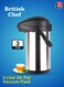 BRITISH CHEF 3Liter Hot &amp; Cold Airpot Flask   Stainless Steel Vacuum Pump with Double Wall Thermos   360 Degree rotation Mechanism   Safety Lock   Thermal Beverage Flask   Black &amp; Silver