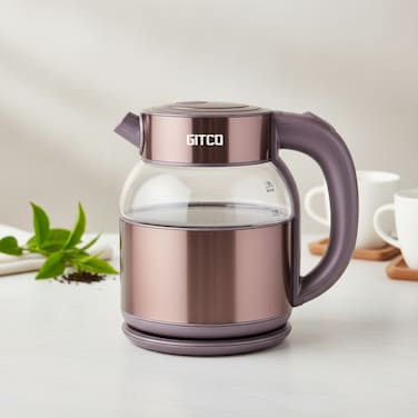 غلاية كهربائية زجاجية مزدوجة الجدار بسعة 1.8 لتر مع إيقاف تلقائي، غليان سريع وحماية من الجفاف، قاعدة دوارة 360°، إضاءة LED مزدوجة - GK2001