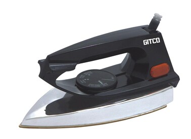 Heavy Weight Dry Iron with Overheat Protection   Ceramic Soleplate   Auto Shut-Off   Adjustable Temperature   Overheat Protection-GI1501 Black