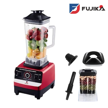 خلاط كهربائي من شركة فوجيكا، متعدد الوظائف بقوة 2500 واط، سعة 2.5 لتر + كوب 0.8 لتر، لطحن وخلط مثالي.