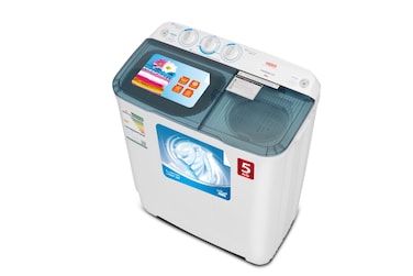 هام، غسالة، حوضين، 5 كيلو، لون أبيض، HWM5000-25N