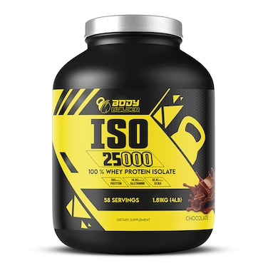 Body Builder ISO 25000, 100% Whey Protein Isolate, 25g Protein, Chocolate - 4LB