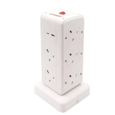 STARGOLD Multiple Cord Extension Set Overload Protector Electric Charging Lead 10 Way Ac Output With 2 USB and 2 USB-C Port Anti-Fire 750⁰C, 13A 5M Long Power Cable Heavy Duty Charging Station- White