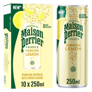 Maison Perrier Forever Sparkling Water Forever Lemon Pack of 10x250 ml Can