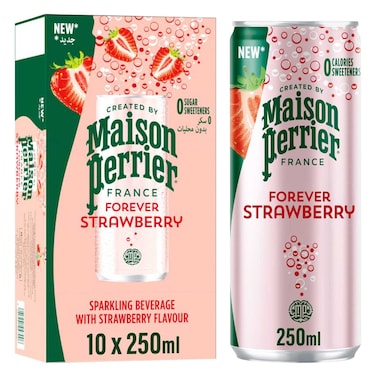 ميزون بيرييه فوريفير  مياه فوارة بنكهة الفراولة علبة 250 مل، عبوة من 10